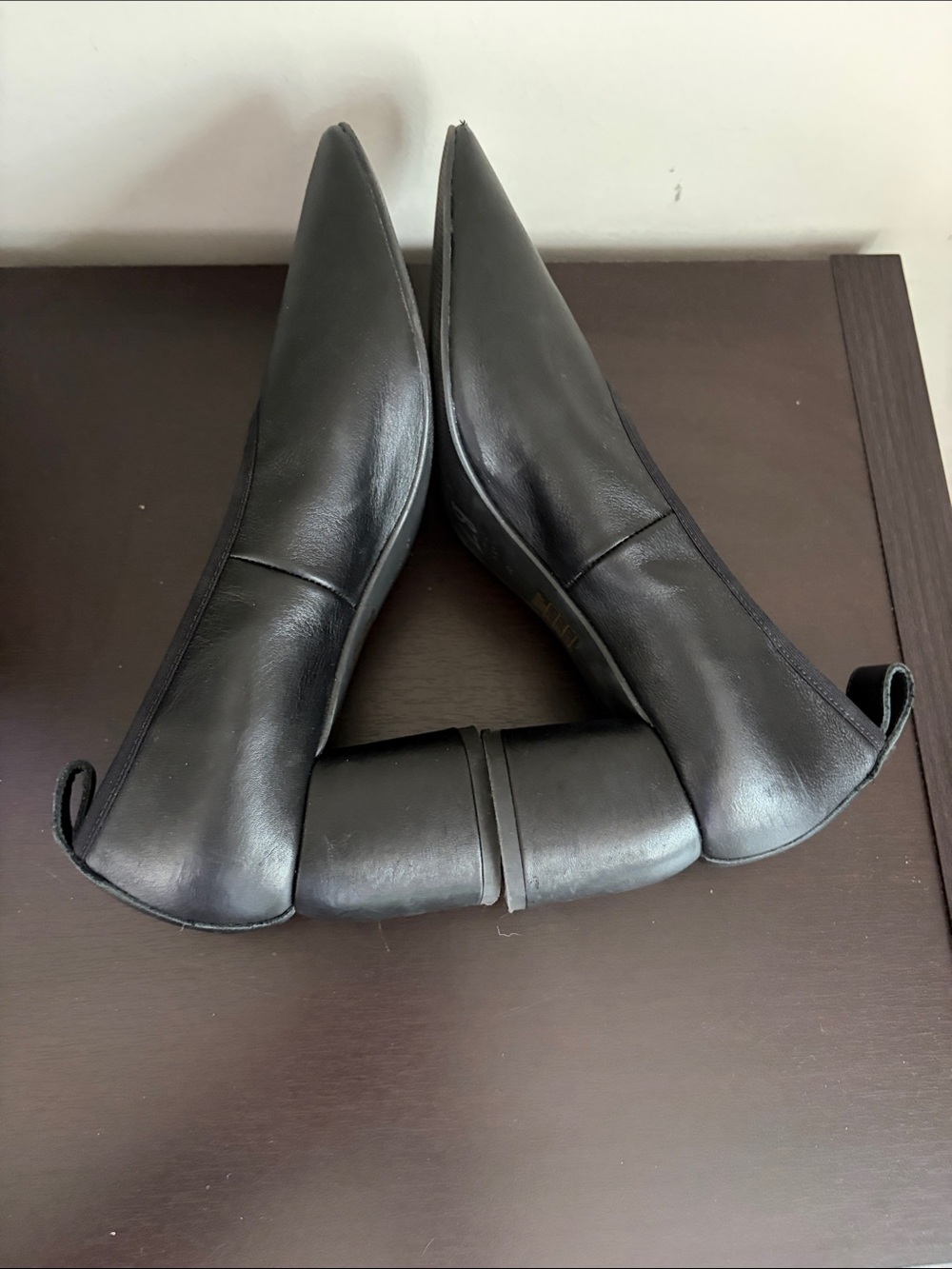 Anthropologie Glove Ballet Block Heels Shoe Black Leather Sz 38 US Sz 7-7.5 - Picture 8 of 10